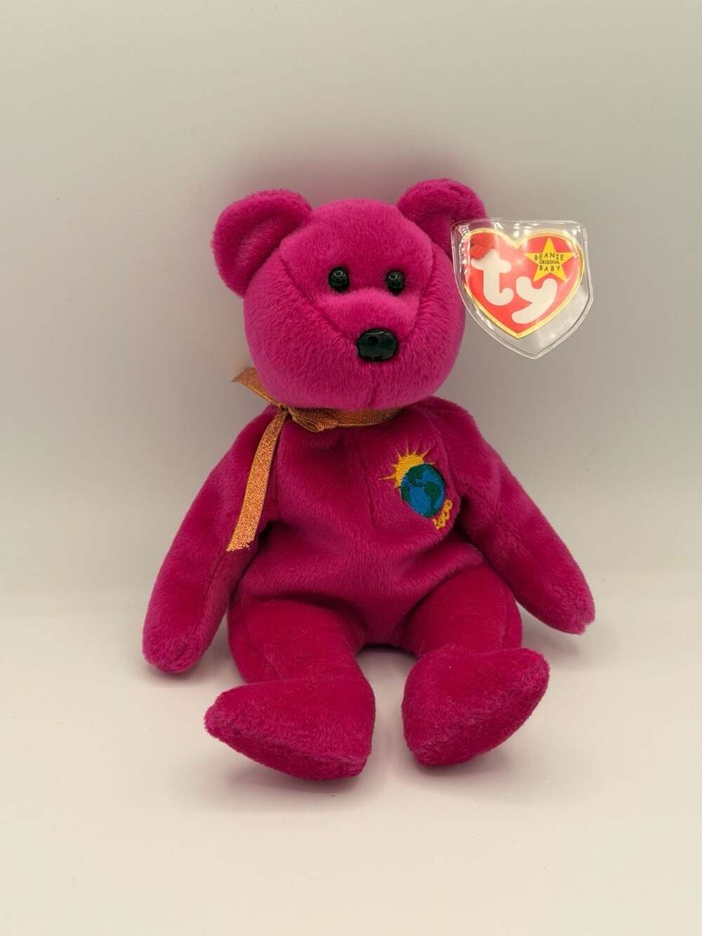 Ty Beanie Baby Millenium the Bear Magenta 1999 with Tags
